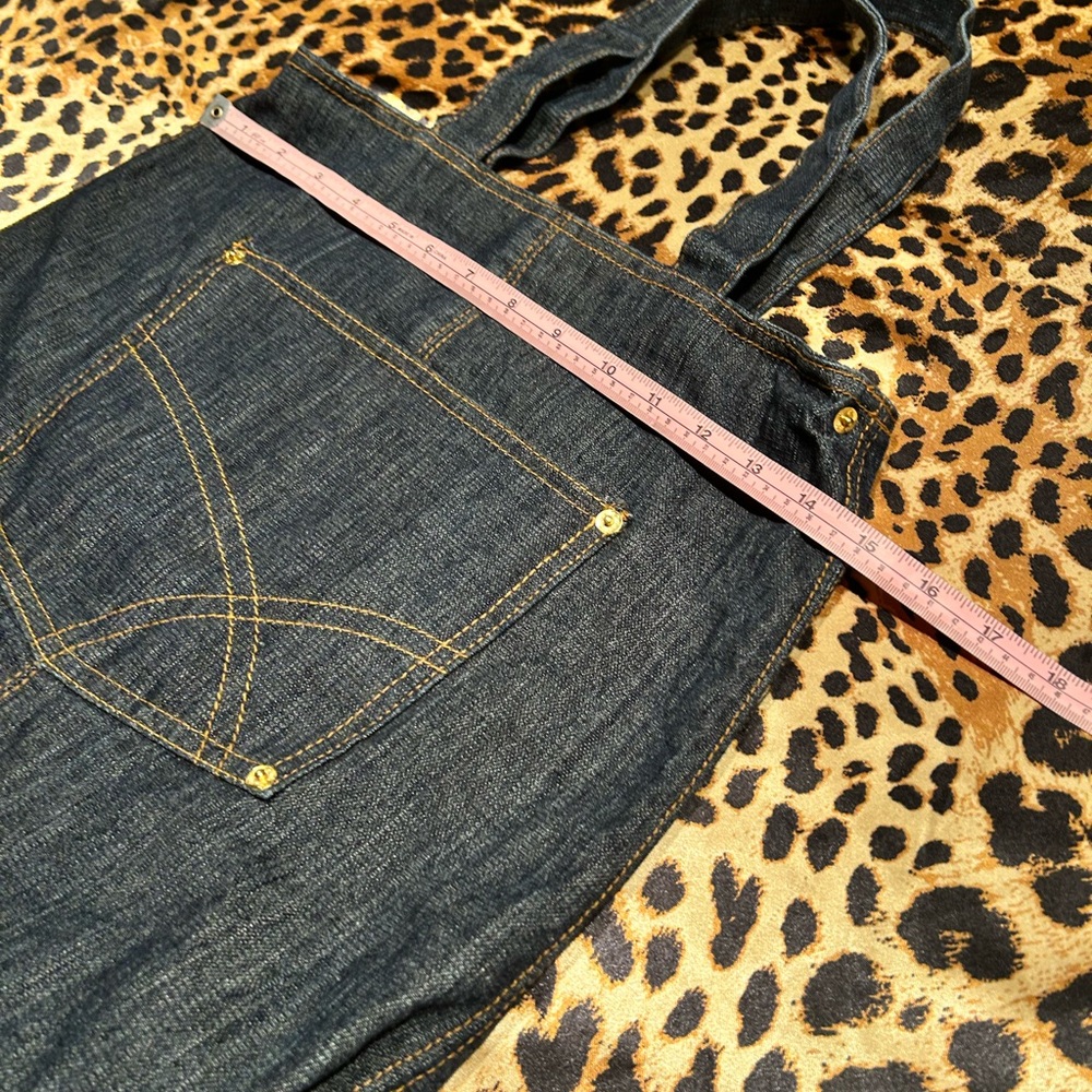 Vintage Y2K Large Dark Wash Denim Tote Bag - Picture 4 of 5
